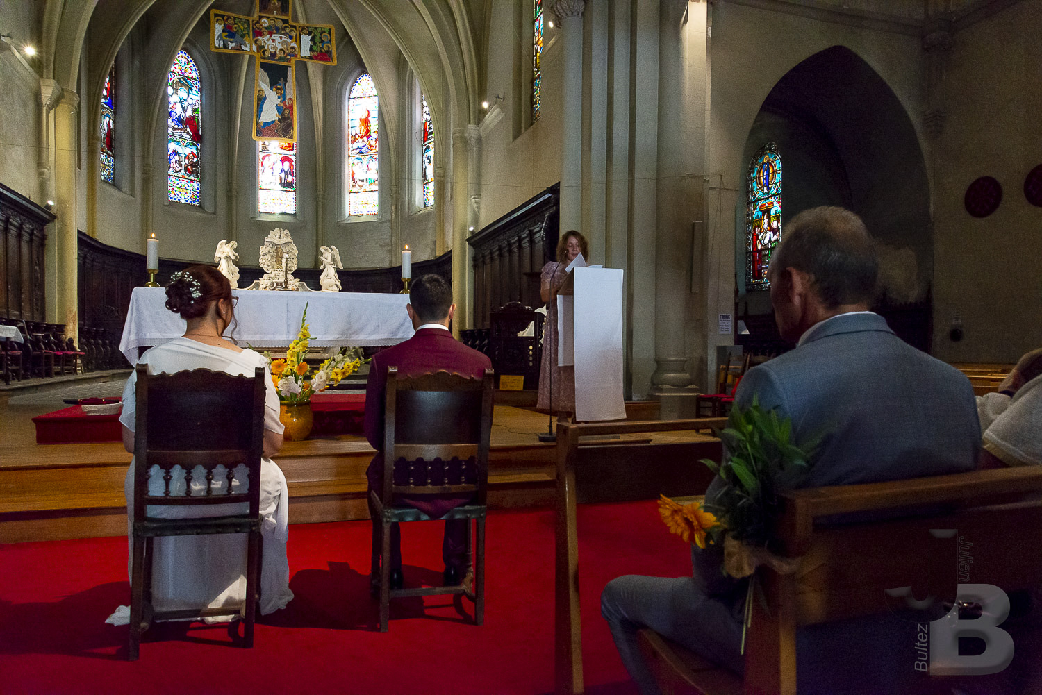 Le samedi 30 juillet, a l'église St Sauveur de Castelsarrasin (82 - Tarn-et-Garonne), c'est déroulé le mariage religieux entre M. Julien B. et Mme Charlyne B. Copyright : Julien Bultez Prod. 